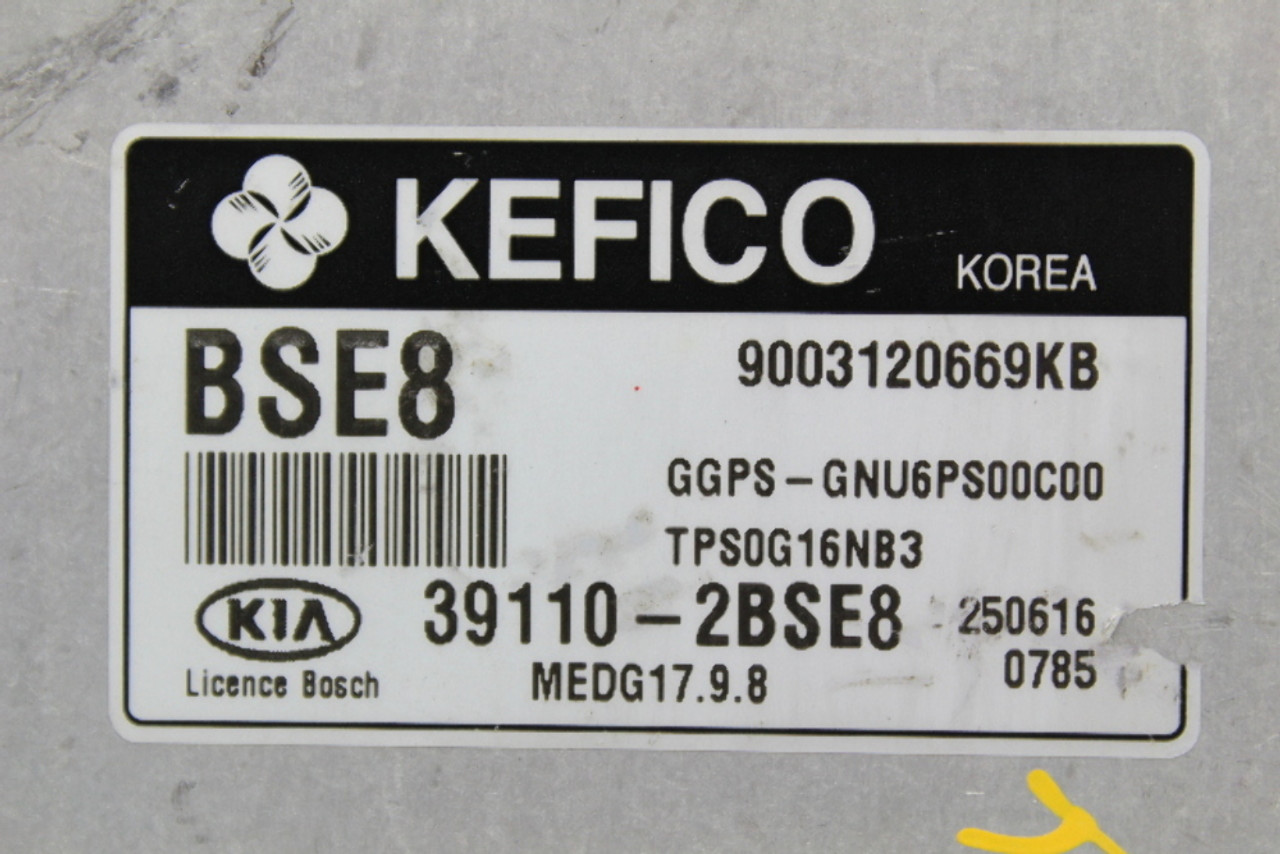 16 Kia Soul 39110-2BSE8 Computer Brain Engine Control ECU ECM EBX Module