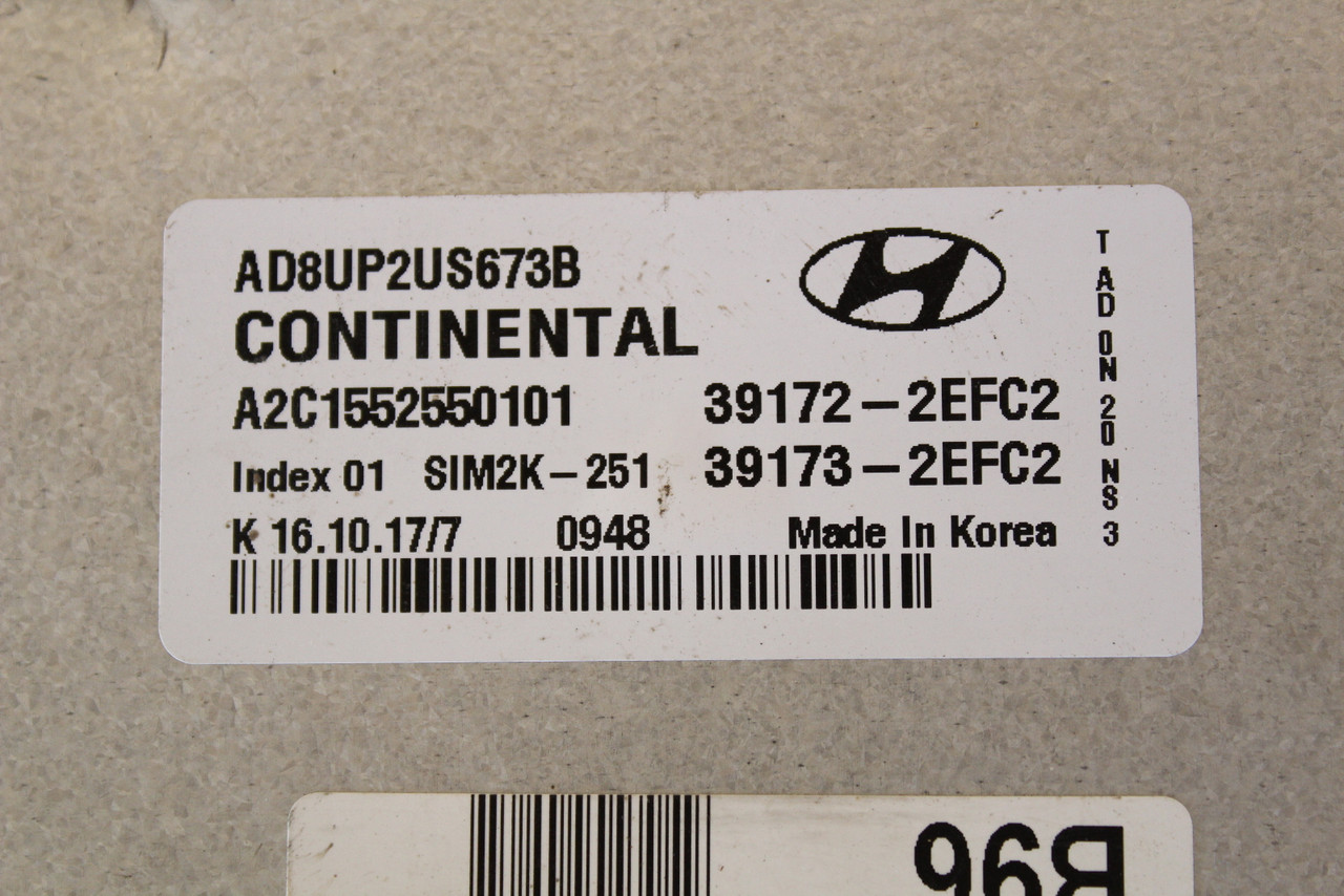 2017-2018 Elantra 39173-2EFC2 Computer Brain Engine Control ECU ECM EBX Module