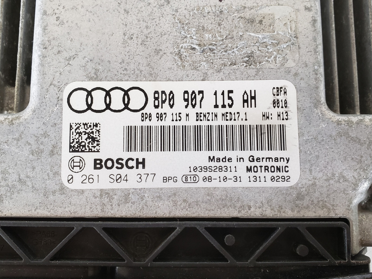 2009 Audi A3 8P0 907 115 AH Computer Brain Engine Control ECU ECM EBX Module
