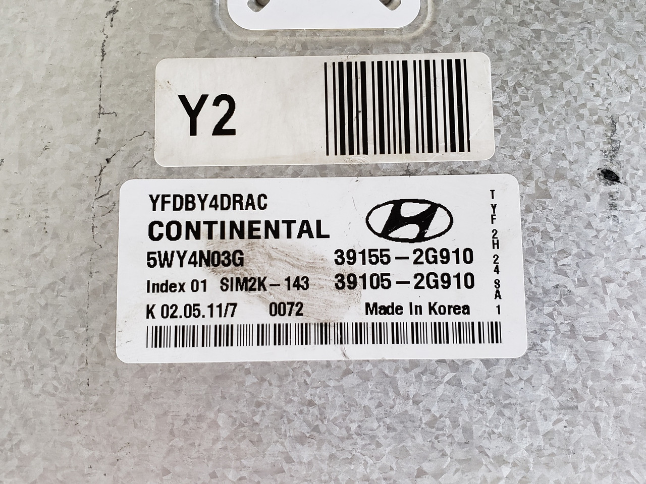 2011-2015 Sonata 39105-2G910 Computer Brain Engine Control ECU ECM EBX Module