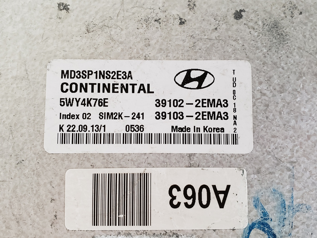 2011-2013 Elantra 39103-2EMA3 Computer Brain Engine Control ECU ECM EBX Module