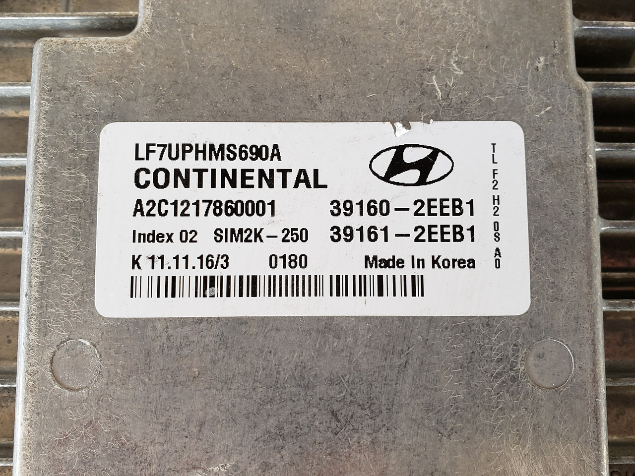 2016-2017 Sonata 39161-2EEB1 Computer Brain Engine Control ECU ECM EBX Module