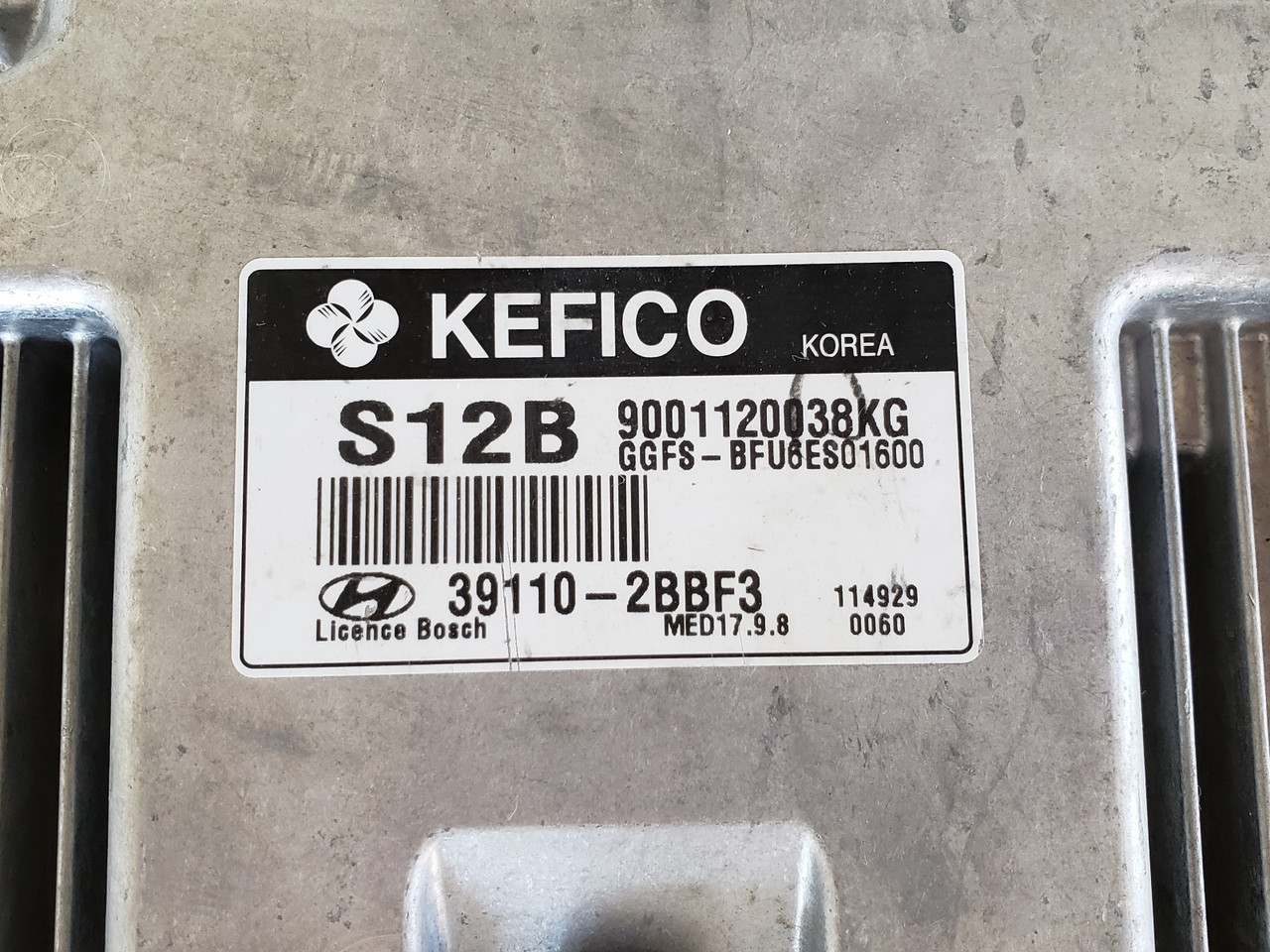 2012 Veloster 39110-2BBF3 Computer Brain Engine Control ECU ECM EBX Module