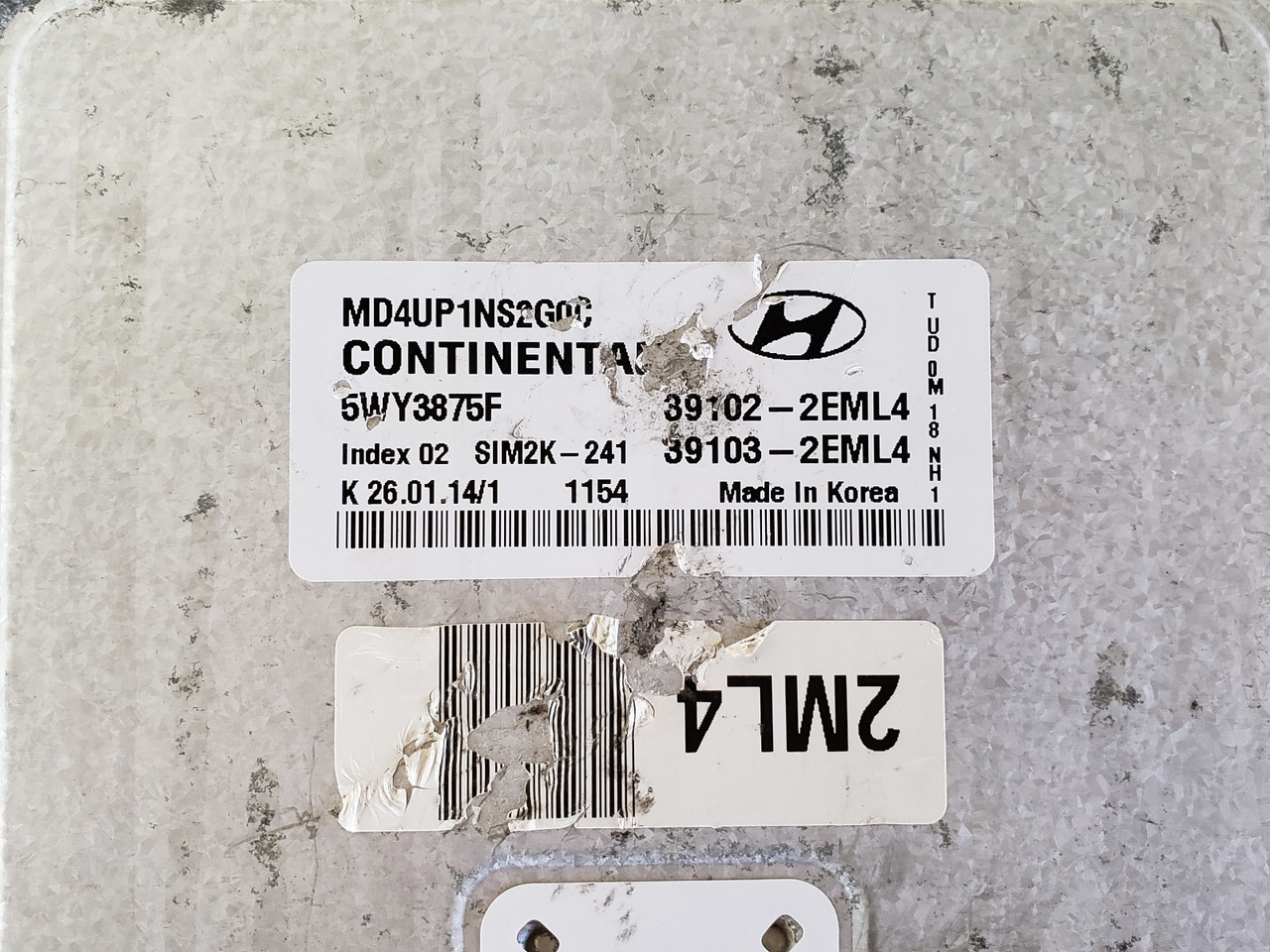 2014-2016 Elantra 39103-2EML4 Computer Brain Engine Control ECU ECM EBX Module