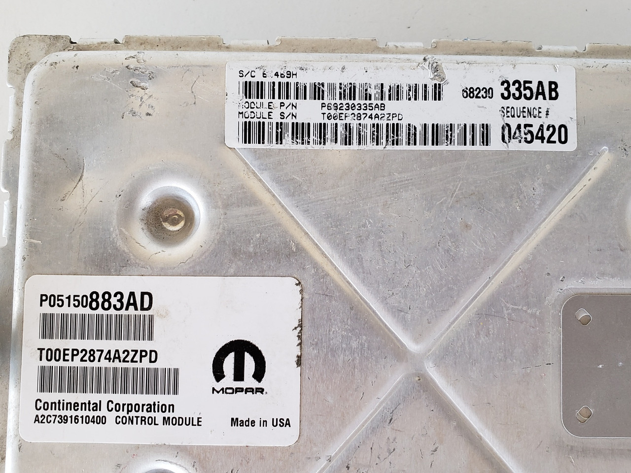 2015 Challenger P68230335AB Computer Brain Engine Control ECU ECM EBX Module