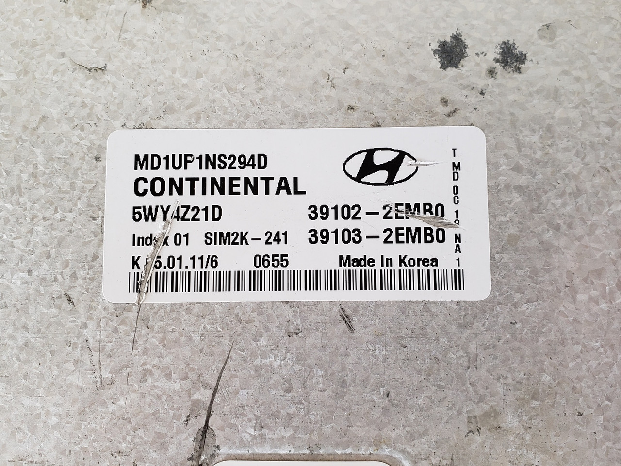 2011 Elantra 39103-2EMB0 Computer Brain Engine Control ECU ECM EBX Module