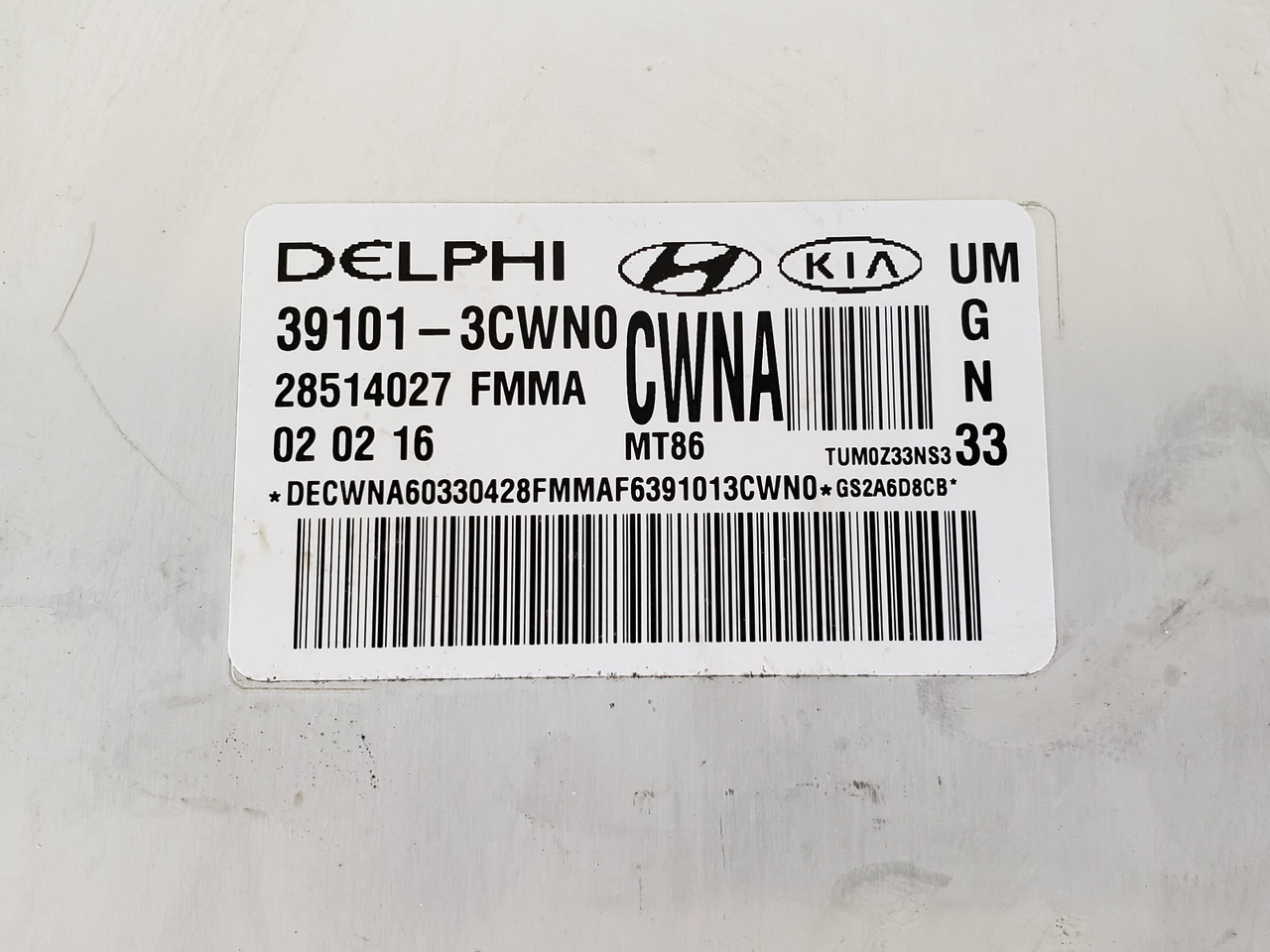 2016-2017 Sorento 39101-3CWN0 Computer Brain Engine Control ECU ECM EBX Module