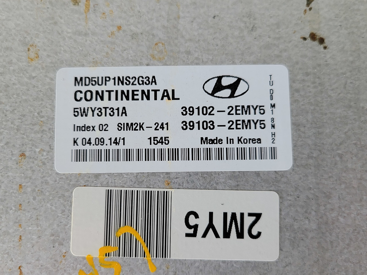 2015 Elantra 1.8L 39103-2EMY5 Computer Brain Engine Control ECU ECM EBX Module