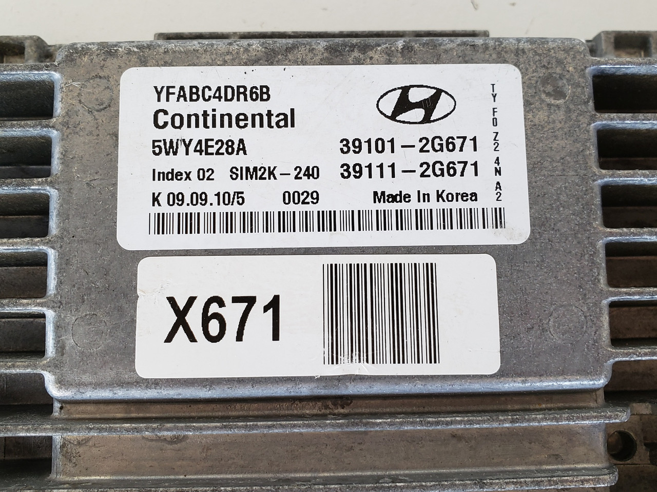 2011-2014 Sonata 39111-2G671 Computer Brain Engine Control ECU ECM EBX Module