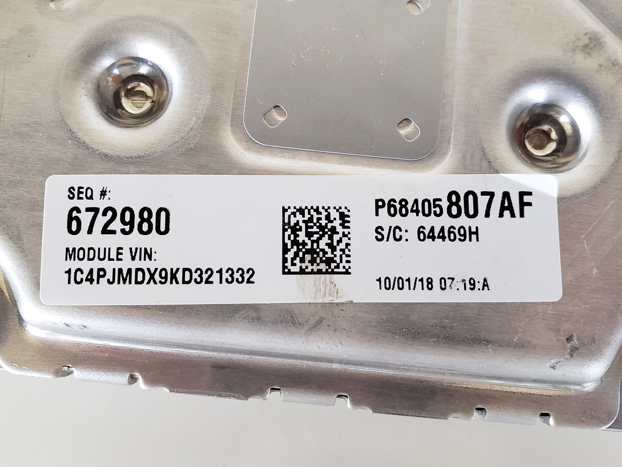 2019 Jeep Cherokee P68405807AF Computer Brain Engine Control ECU ECM EBX Module