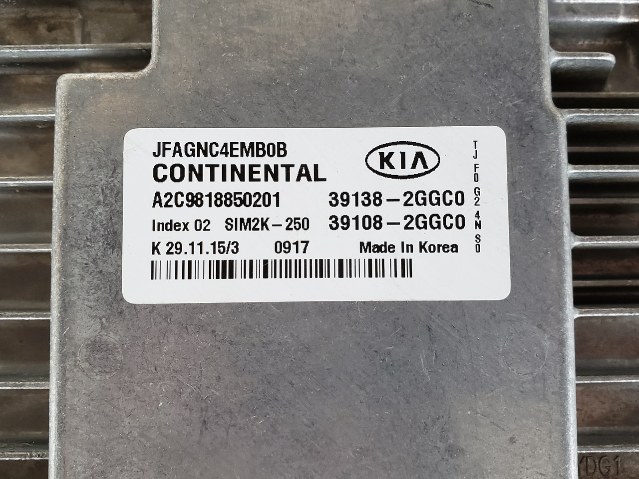 2016-2018 Optima 39108-2GGC0 Computer Brain Engine Control ECU ECM EBX Module
