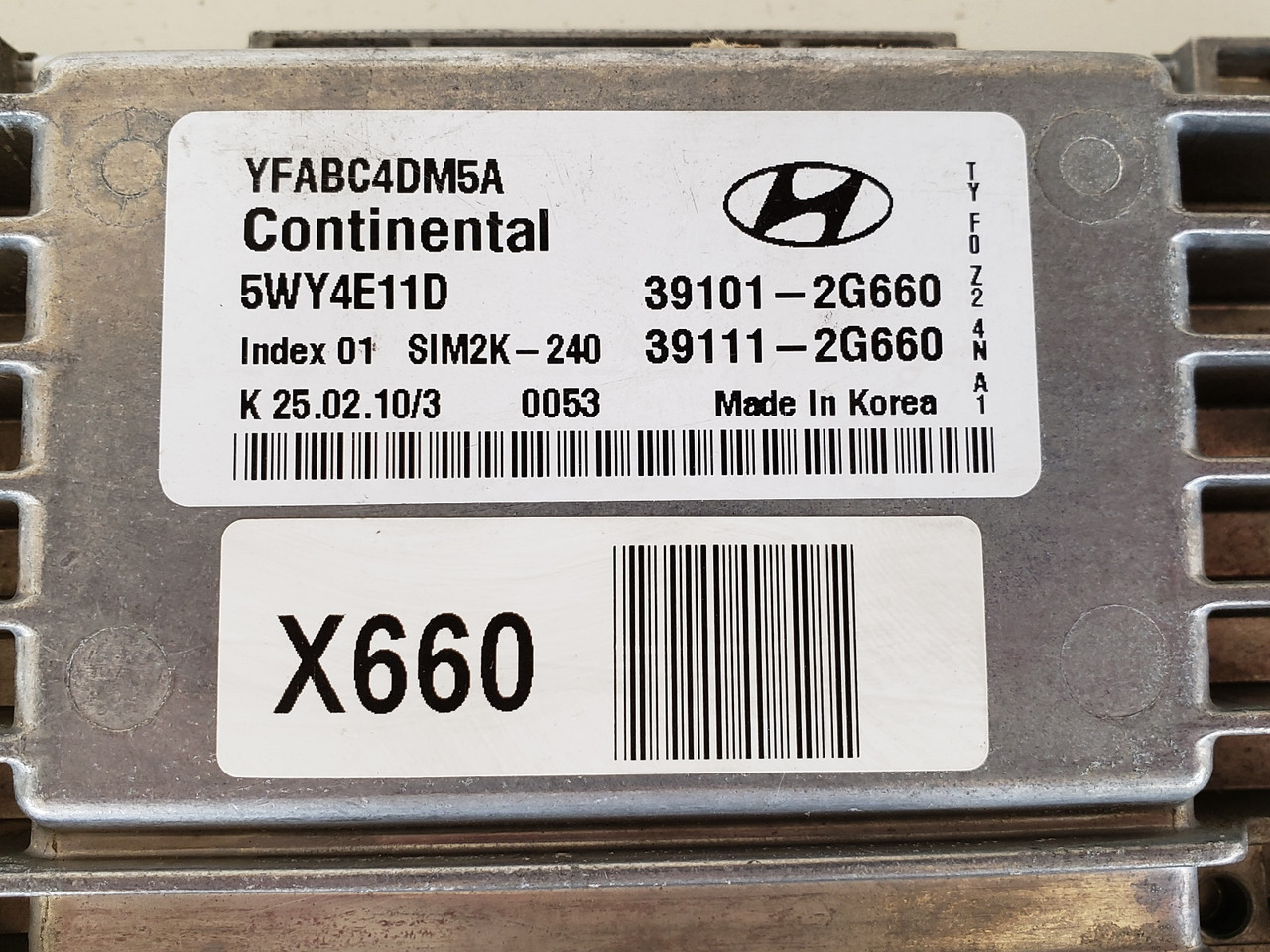 2011 Hyundai Sonata 39111-2G660 Computer Brain Engine Control ECU ECM EBX Module