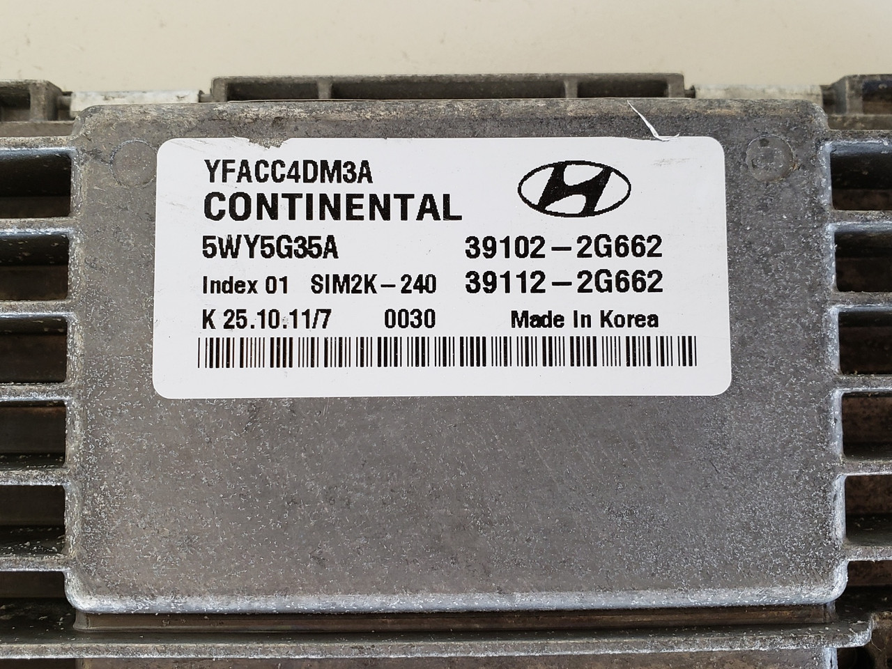 2011-2012 Sonata 39112-2G662 Computer Brain Engine Control ECU ECM EBX Module