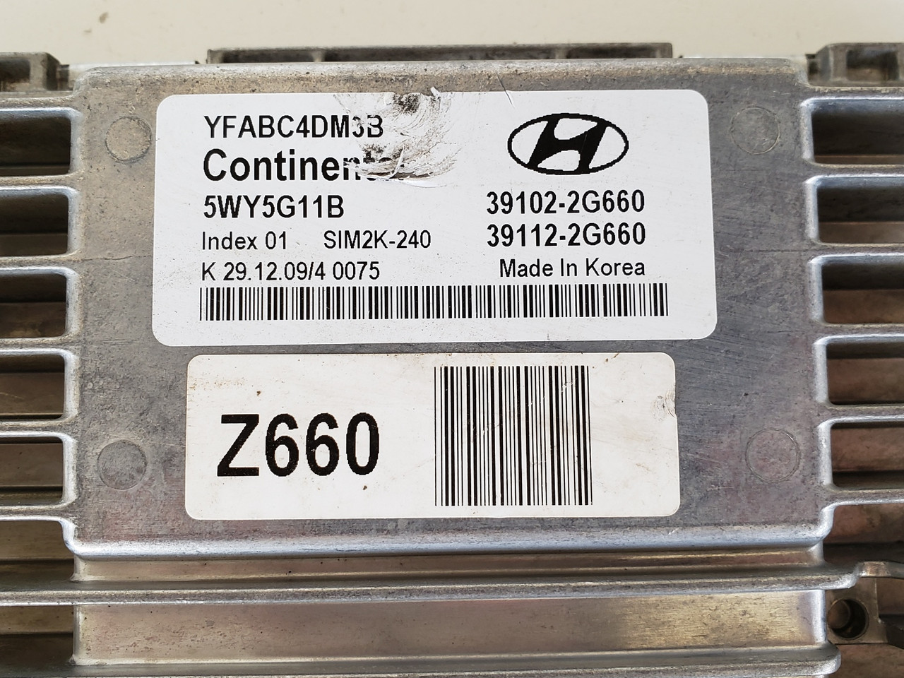 2011-2012 Sonata 39112-2G660 Computer Brain Engine Control ECU ECM EBX Module