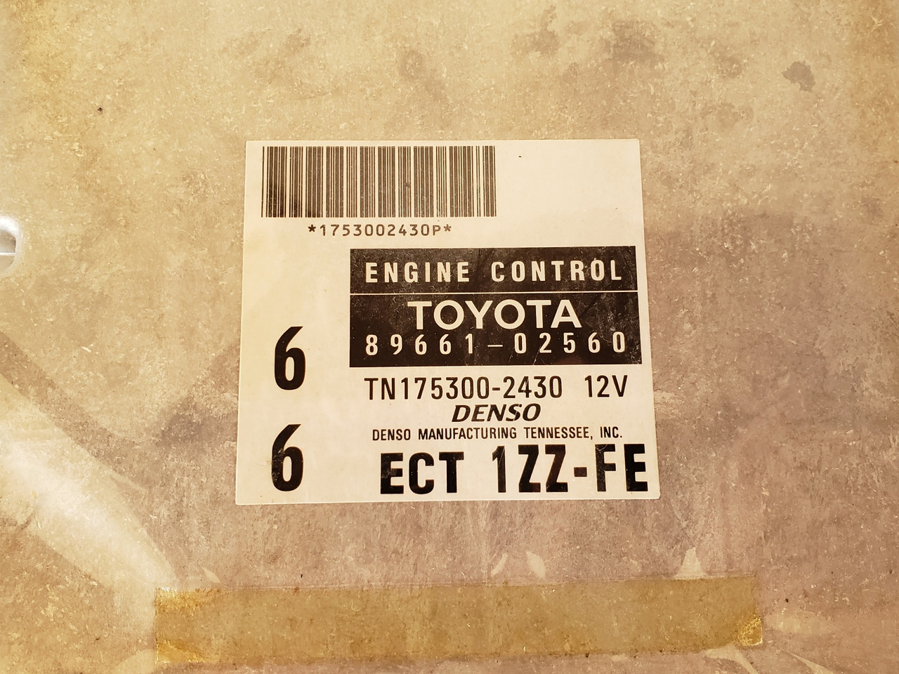 1999 Toyota Corolla 89661-02560 Computer Brain Engine Control ECU ECM EBX Module