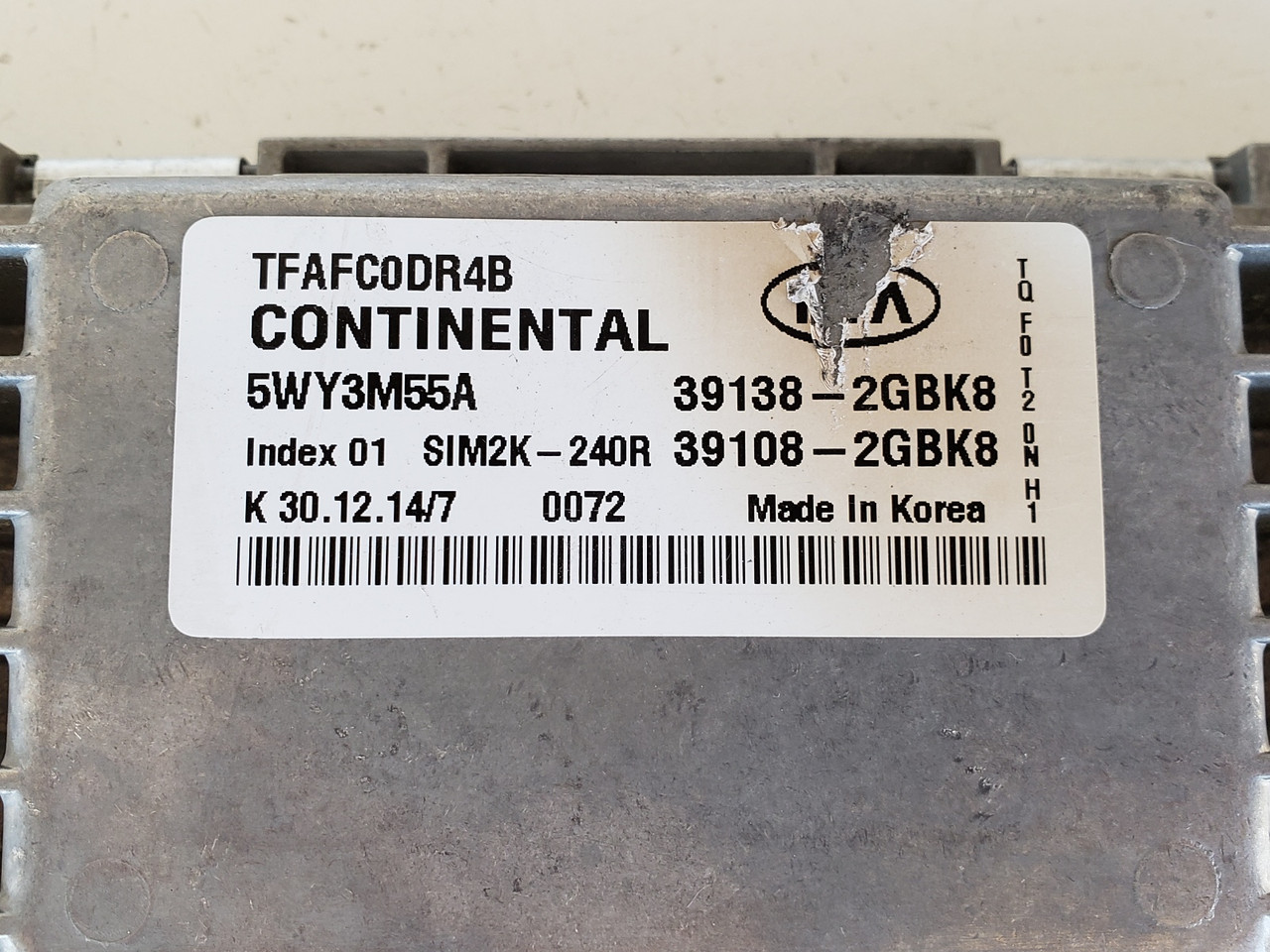 2015 Kia Optima 39108-2GBK8 Computer Brain Engine Control ECU ECM EBX Module