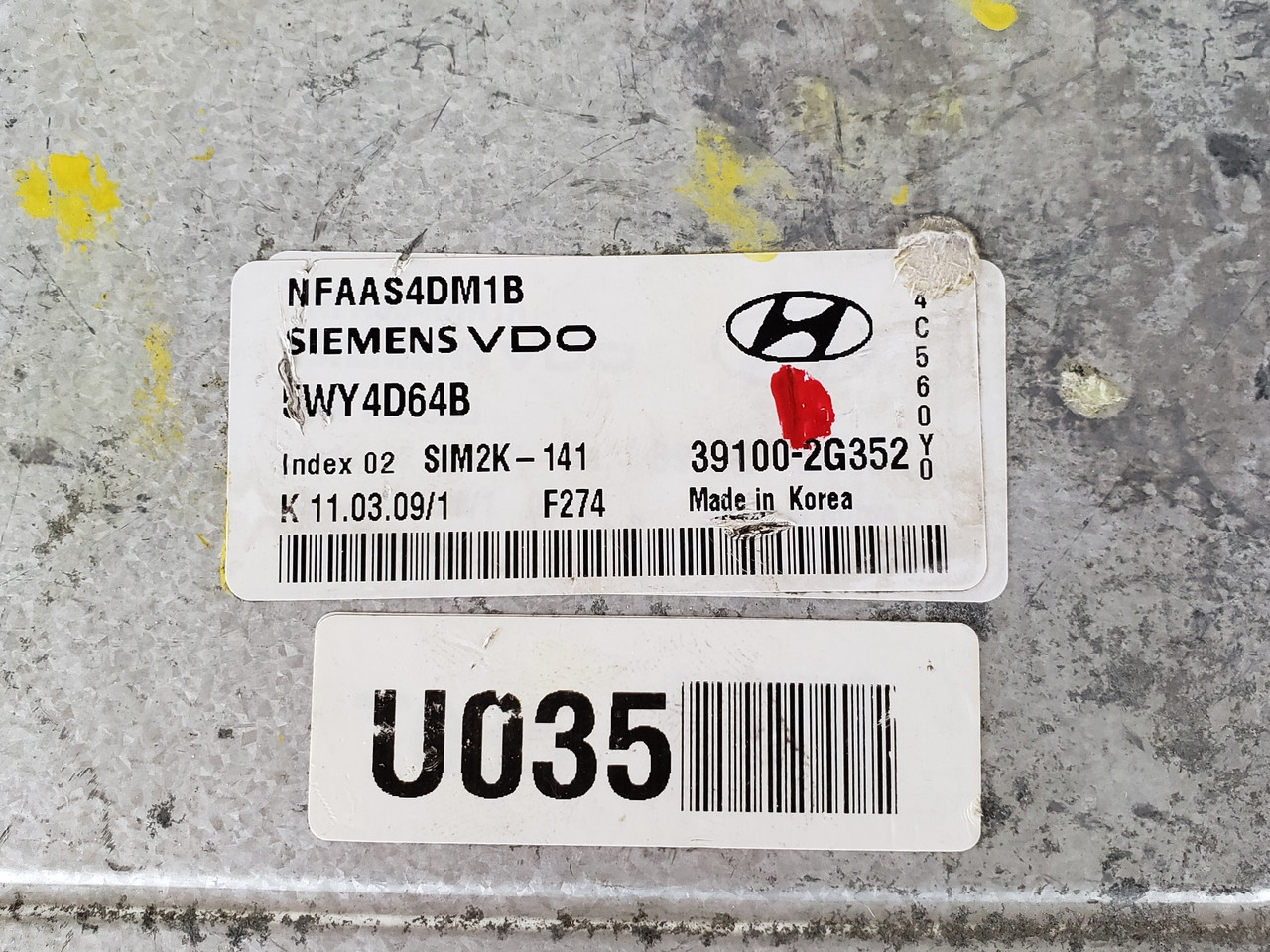 2009-2010 Sonata 39100-2G352 Computer Brain Engine Control ECU ECM EBX Module