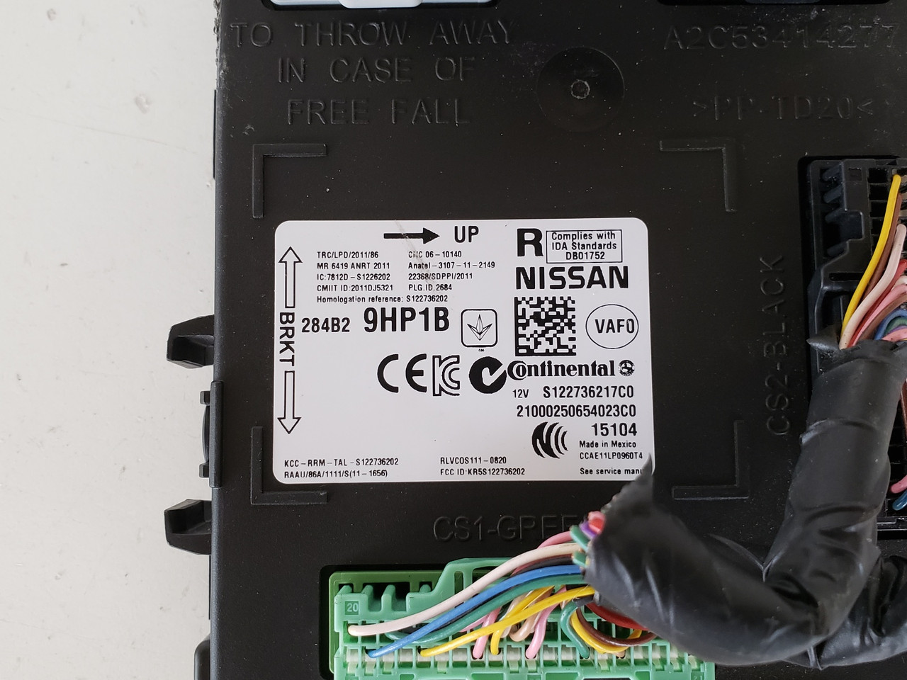 2015 Nissan Altima 284B2 9HP1B BCM BCU Body Control Unit Module