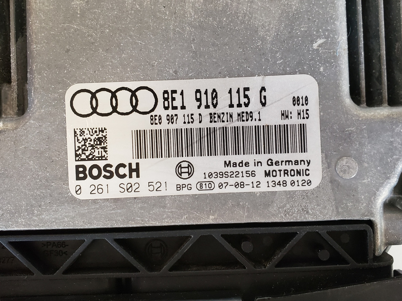 2008-2009 Audi A4 8E1 910 115G Computer Brain Engine Control ECU ECM EBX Module