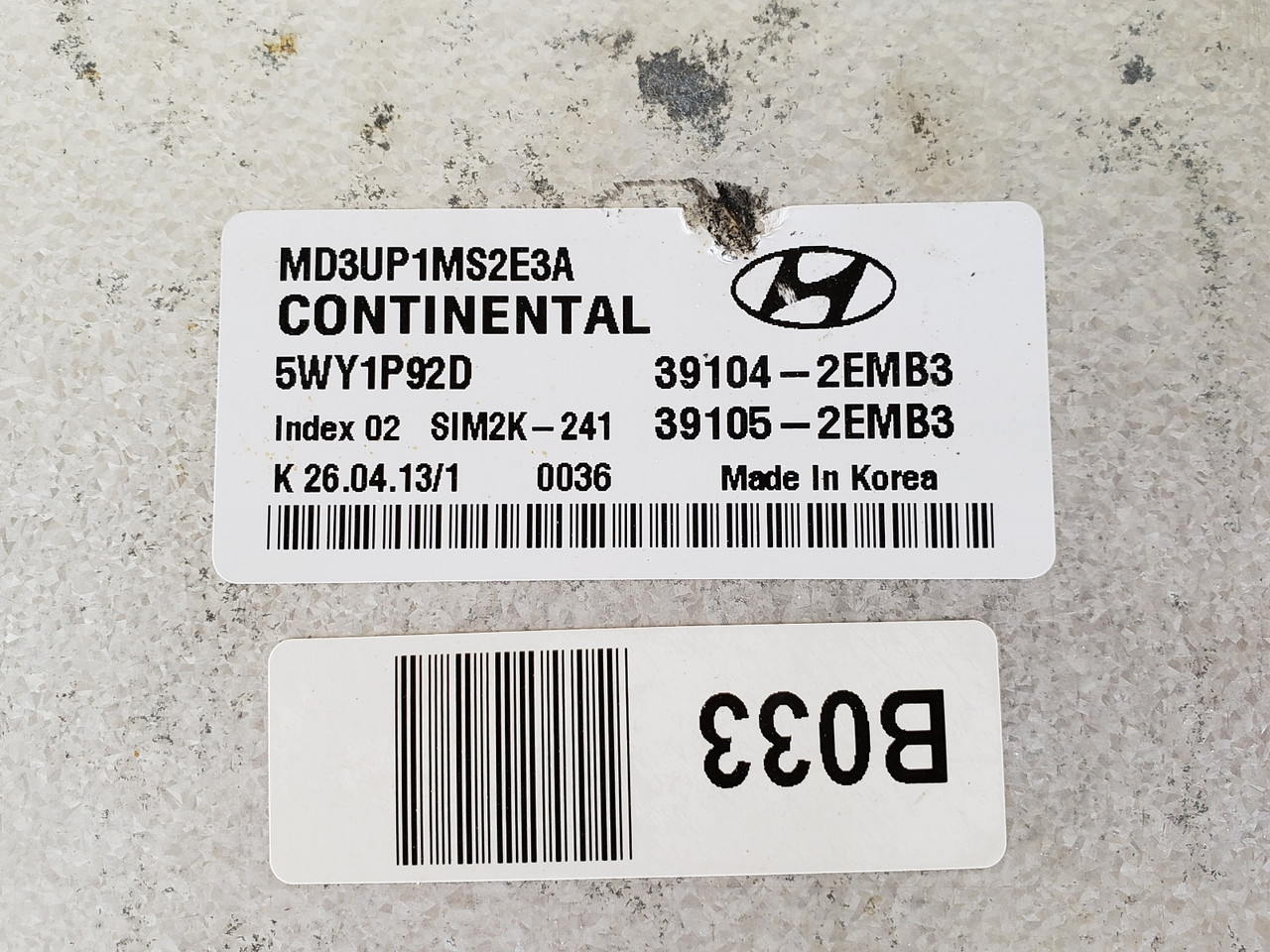 2011-2013 Elantra 39105-2EMB3 Computer Brain Engine Control ECU ECM EBX Module