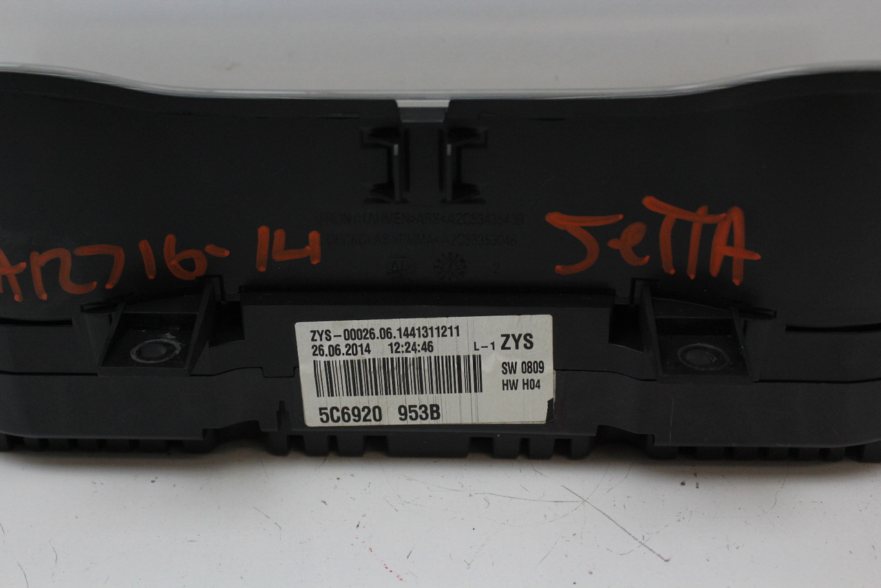2014 14 Jetta 5C6 920 953 B Speedometer Head Instrument Cluster Gauges 43K