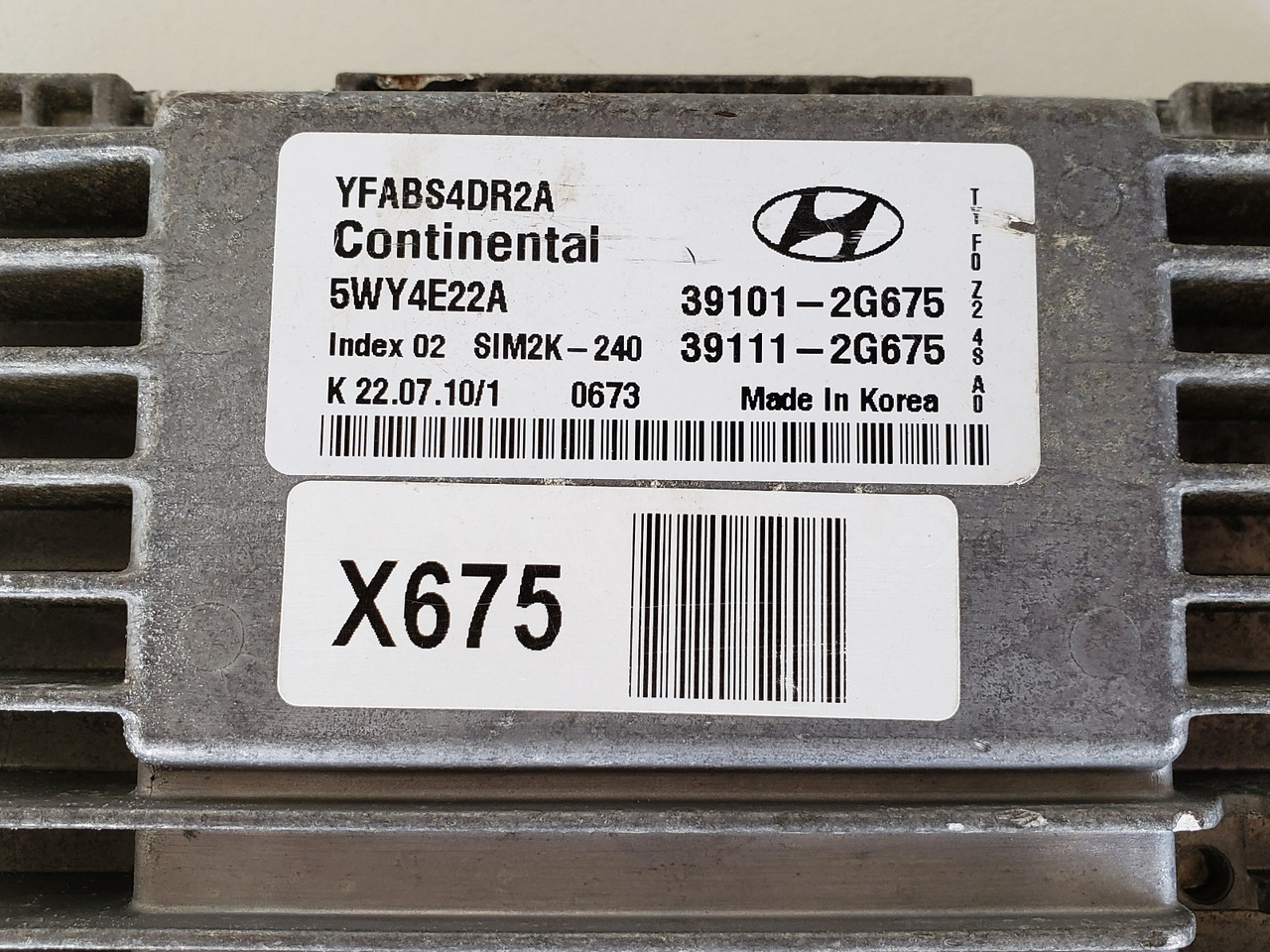 2011 Hyundai Sonata 39111-2G675 Computer Brain Engine Control ECU ECM EBX Module