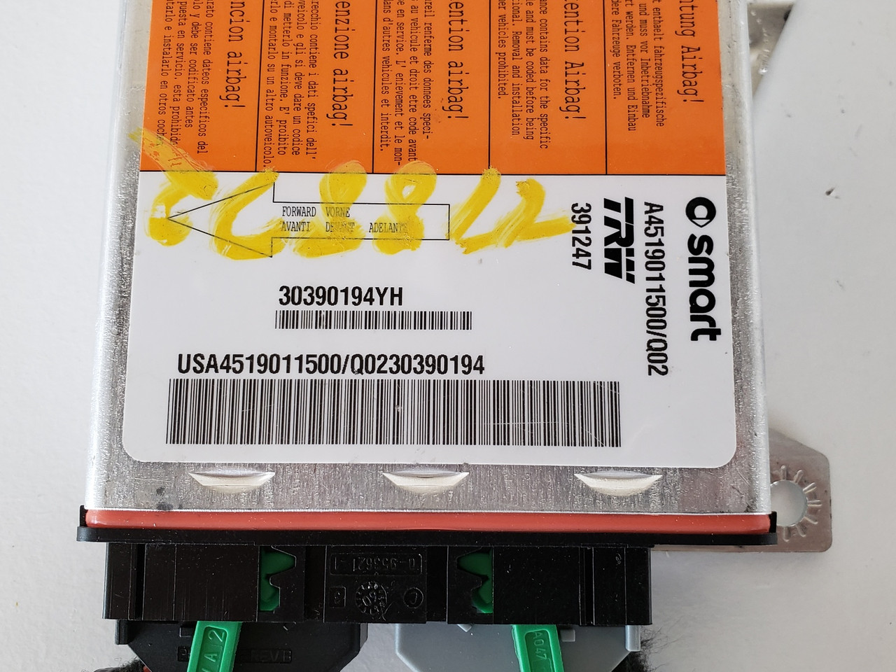 08-09 Smar Car A4519011500/Q02 SRS Safety Restraint System Control Unit Module