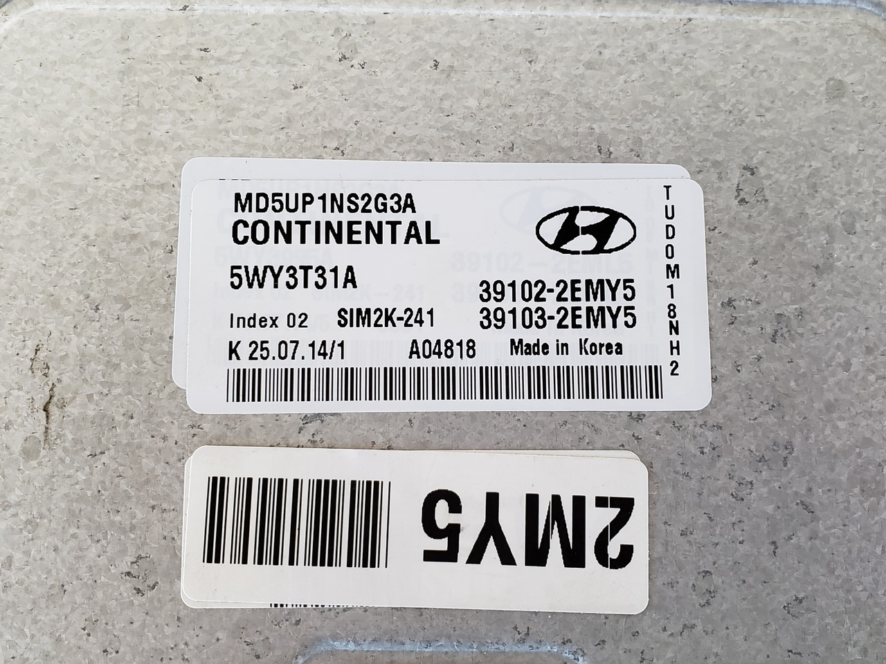 2015 Elantra 39103-2EMY5 Computer Brain Engine Control ECU ECM EBX Module