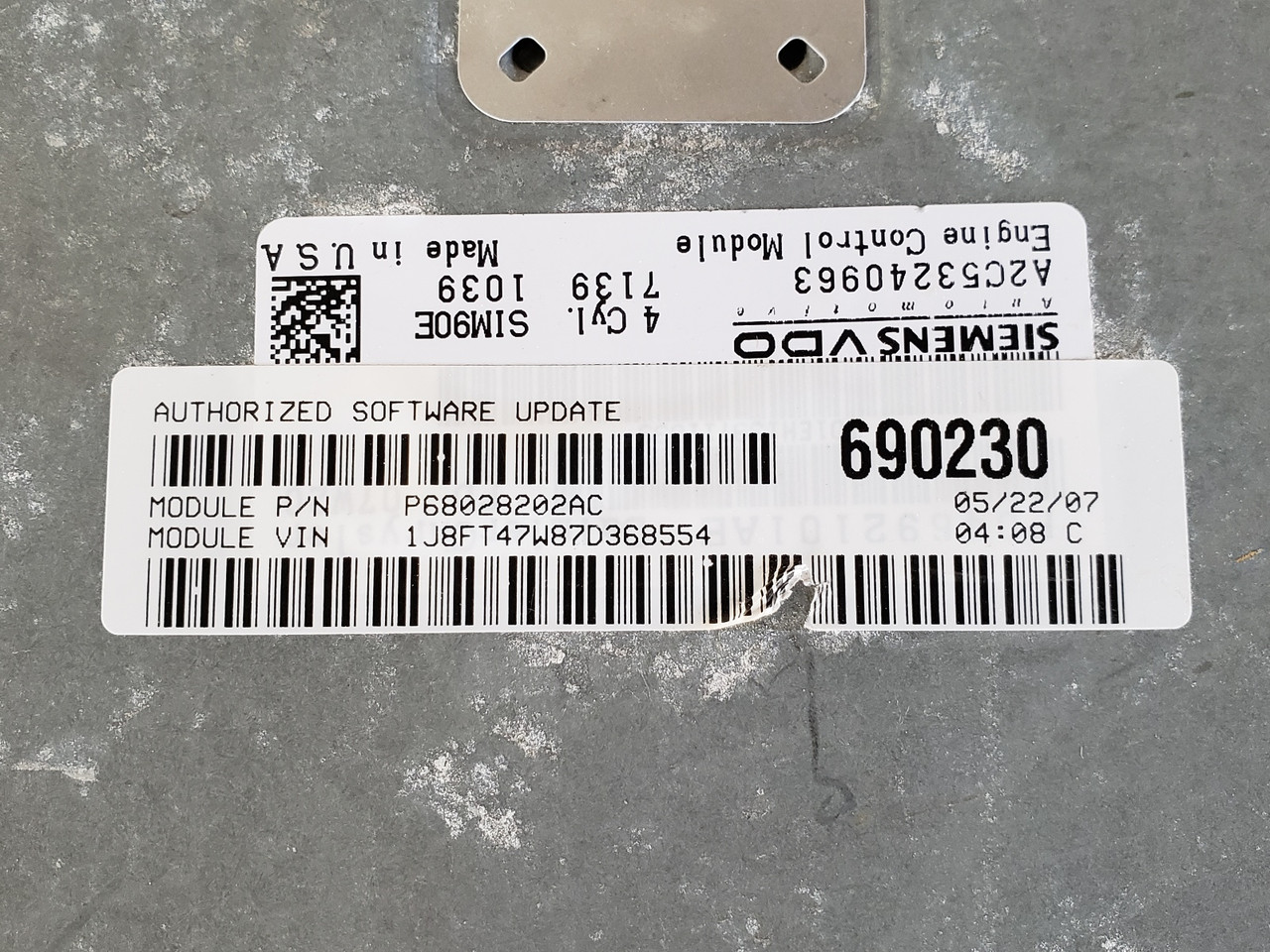 2007 Jeep Compass 68028202AC Computer Brain Engine Control ECU ECM EBX Module
