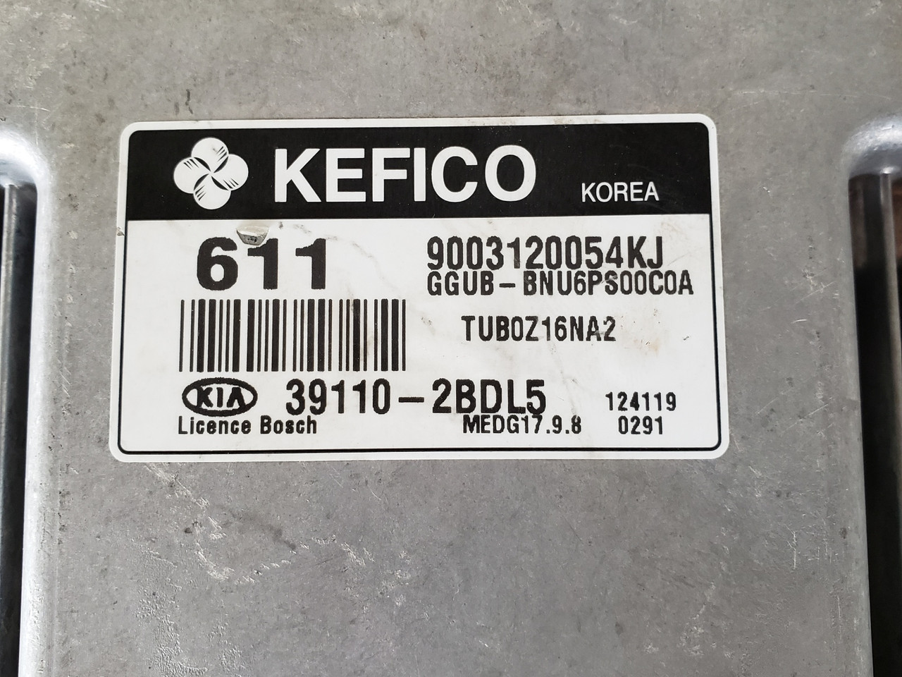 2012-2013 Kia Rio 39110-2BDL5 Computer Brain Engine Control ECU ECM EBX Module