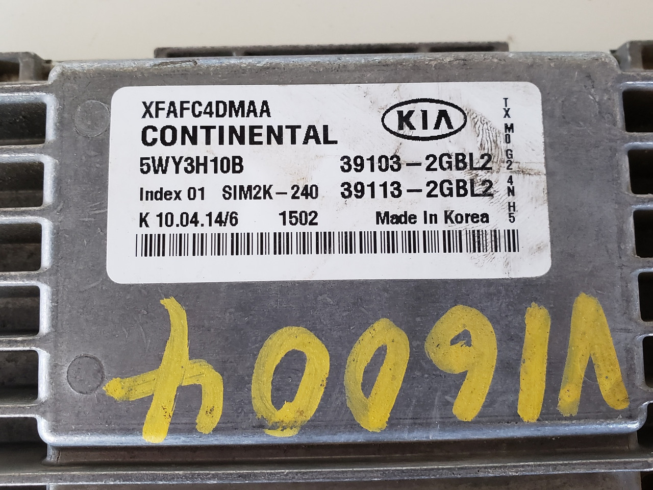 2014-2015 Sorento 39113-2GBL2 Computer Brain Engine Control ECU ECM EBX Module