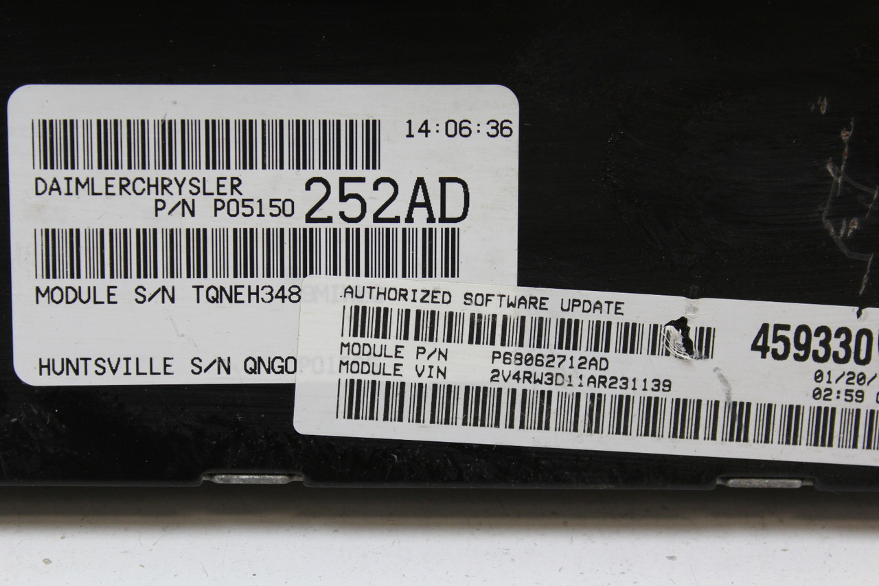 08-10 Dodge Caravan 05150252AD Computer Brain Engine Control ECU ECM EBX Module