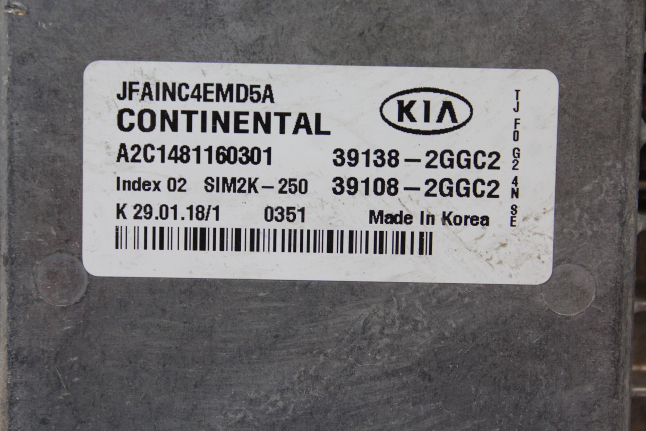 16-18 Kia Optima 39108-2GGC2 Computer Brain Engine Control ECU ECM EBX Module