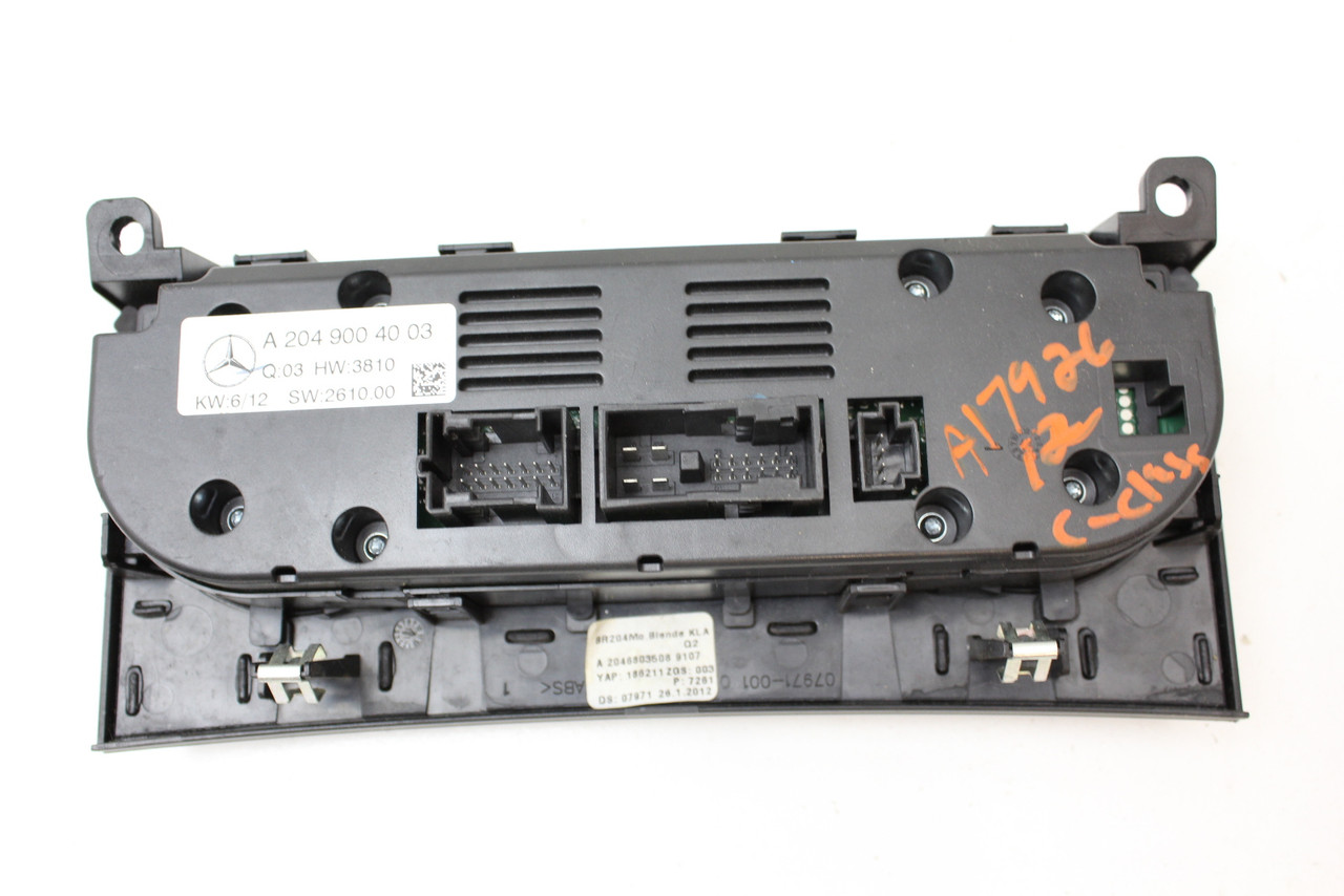 2012 12 Benz C300 A 204 900 40 03 Climate Control Panel Temperature Unit A/C