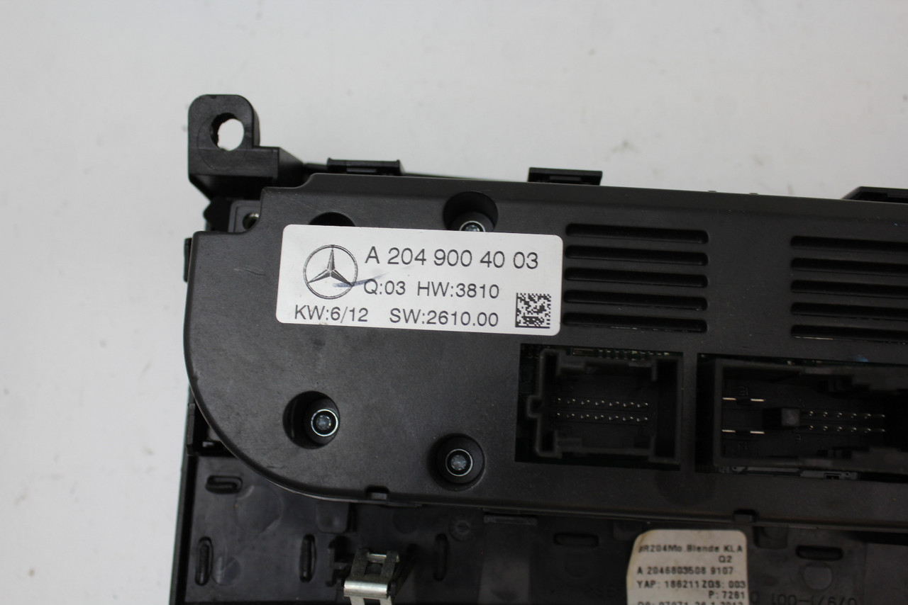 2012 12 Benz C300 A 204 900 40 03 Climate Control Panel Temperature Unit A/C