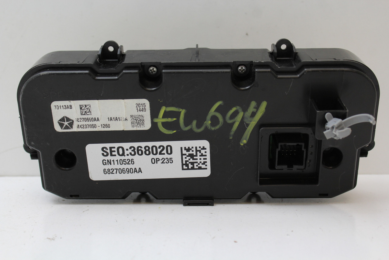 16-17 Chrysler 200 68270690AA Climate Control Panel Temperature Unit A/C Heater 16-17 Chrysler 200 68270690AA Climate Control Panel Temperature Unit A/C Heater
