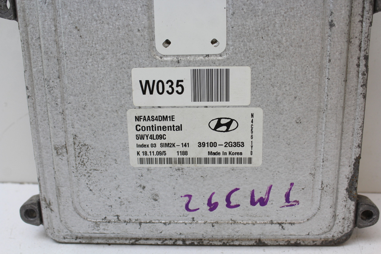 09-10 Sonata 39100-2G353 Computer Brain Engine Control ECU ECM EBX Module