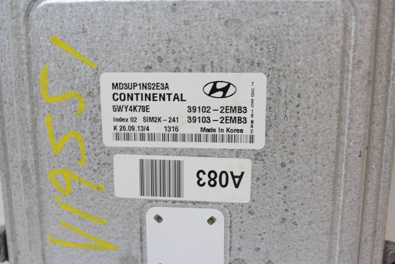11-13 Elantra 39103-2EMB3 Computer Brain Engine Control ECU ECM EBX Module