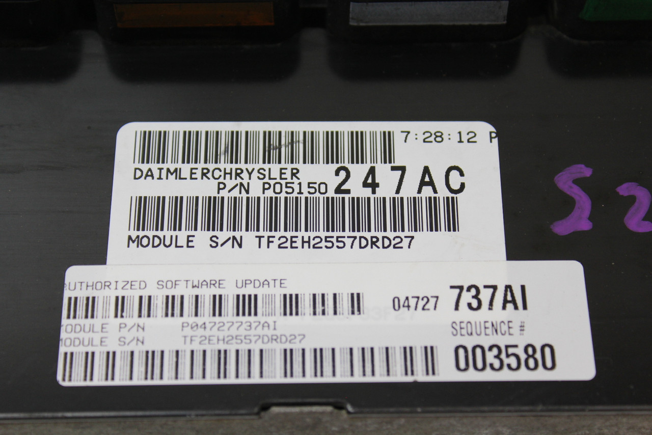 08-09 Dodge Caravan 05150247AC Computer Brain Engine Control ECU ECM EBX Module