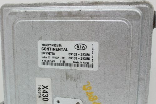 15 Kia Forte 39103-2EXB5 Computer Brain Engine Control ECU ECM EBX Module