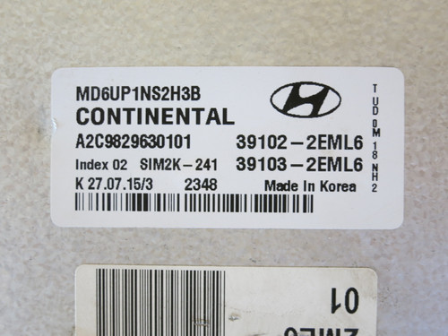 14-16 Elantra 39103-2EML6 Computer Brain Engine Control ECU ECM EBX Module