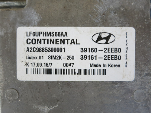 16 Hyundai Sonata 39161-2EEB0 Computer Brain Engine Control ECU ECM EBX Module