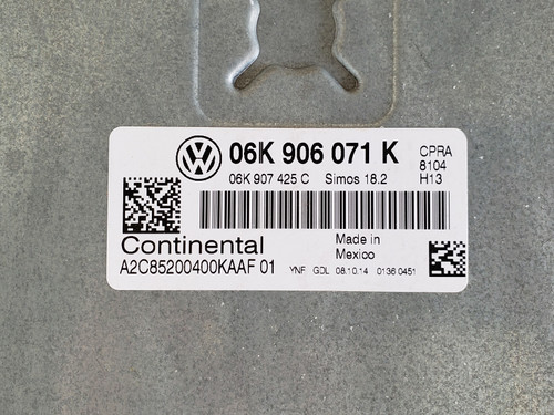 2015 VW Passat 06K 906 071 K Computer Brain Engine Control ECU ECM EBX Module