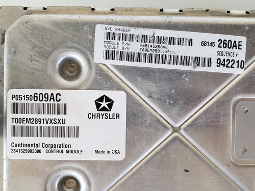 2012 Chrysler 300 P68145260AE Computer Brain Engine Control ECU ECM EBX Module