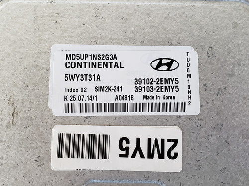2015 Elantra 39103-2EMY5 Computer Brain Engine Control ECU ECM EBX Module