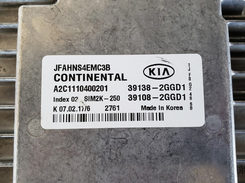 2016-2018 Optima 39108-2GGD1 Computer Brain Engine Control ECU ECM EBX Module