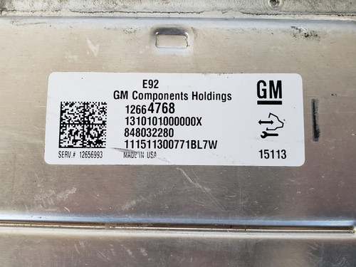 14-16 Silverado 1500 12656993 Computer Brain Engine Control ECU ECM EBX Module