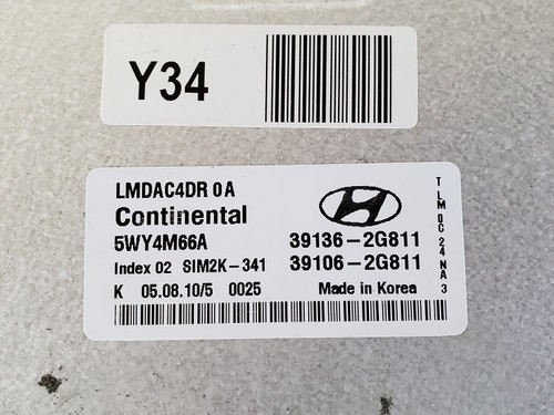 2010-2013 Tucson 39106-2G811 Computer Brain Engine Control ECU ECM EBX Module