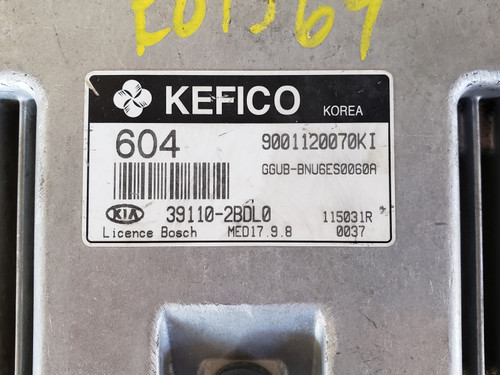 2012-2013 Kia Rio 39110-2BDL0 Computer Brain Engine Control ECU ECM EBX Module
