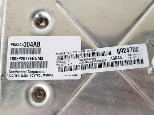 2016-2020 Ram 1500 P68243304AB Computer Brain Engine Control ECU ECM EBX Module